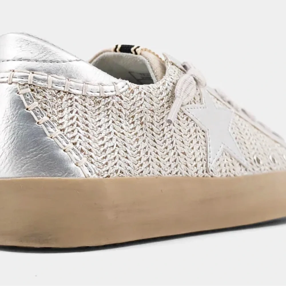 New shu shop Reba Silver and Beige Women's Sneakers size 8.5 - Picture 4 of 13